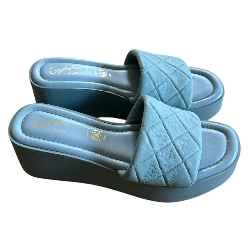Seychelles High Note Platform Wedge Quilted Design Sandal Size 8.5